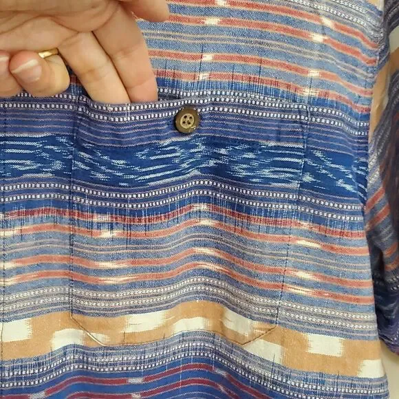 The Territory Ahead Southwestern Shirt Men Large Button-Down Pocket Cotton India - Picture 3 of 8